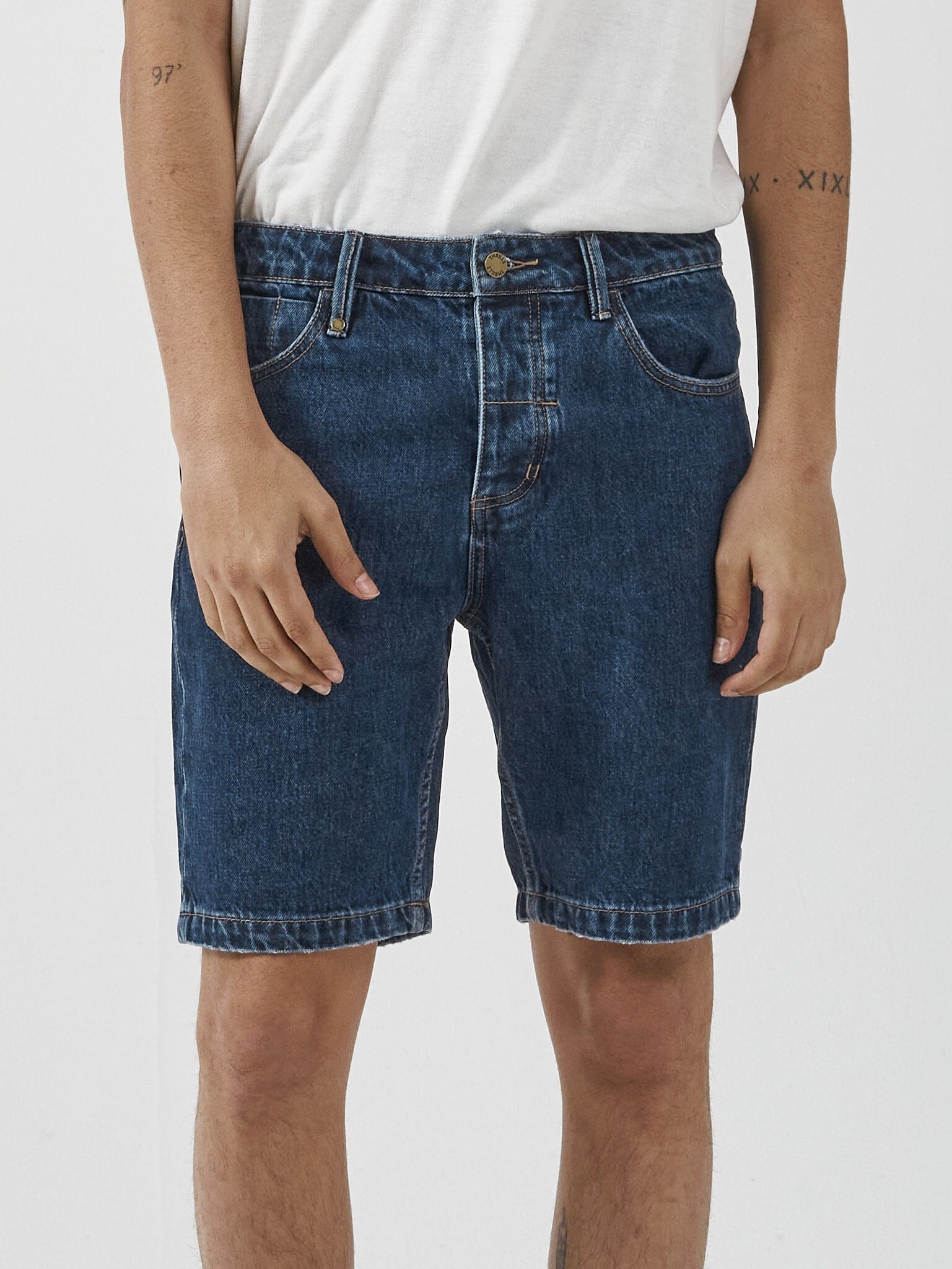 Chopped Hem Denim Short - Dark Rinse Blue