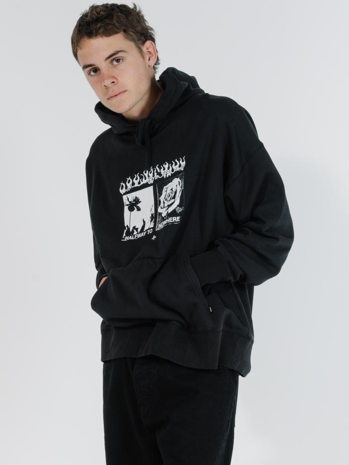 Flaming Moe Slouch Pull On Hood - Black