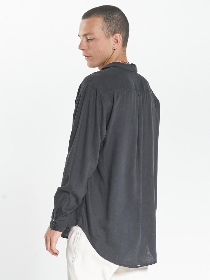 Minimal Thrills Oversized Long Sleeve Shirt - Black