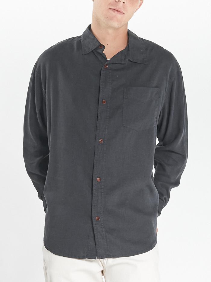 Minimal Thrills Oversized Long Sleeve Shirt - Black