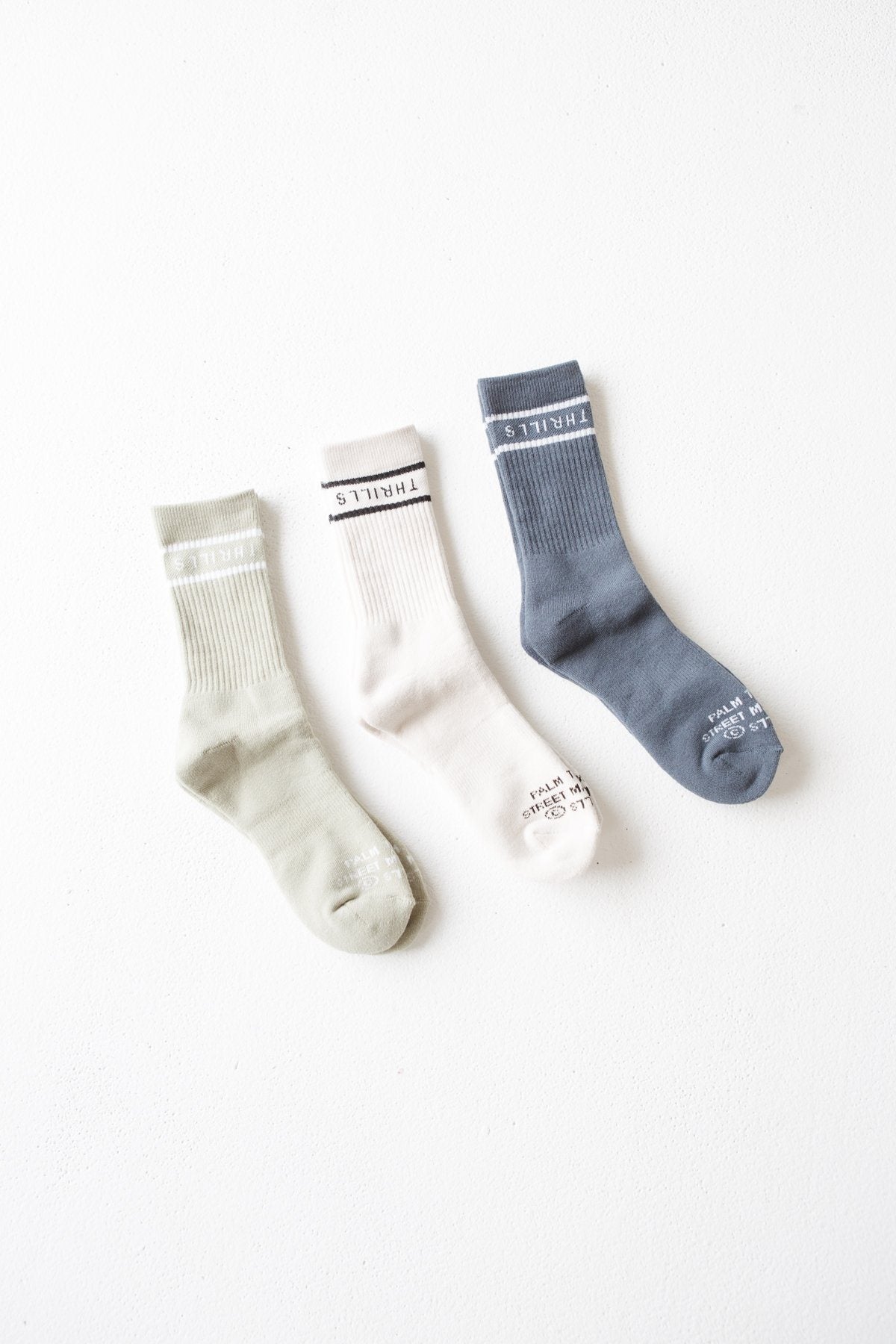 Minimal Thrills 3 Pack Sock - Heritage White - Eucalyptus - Ink