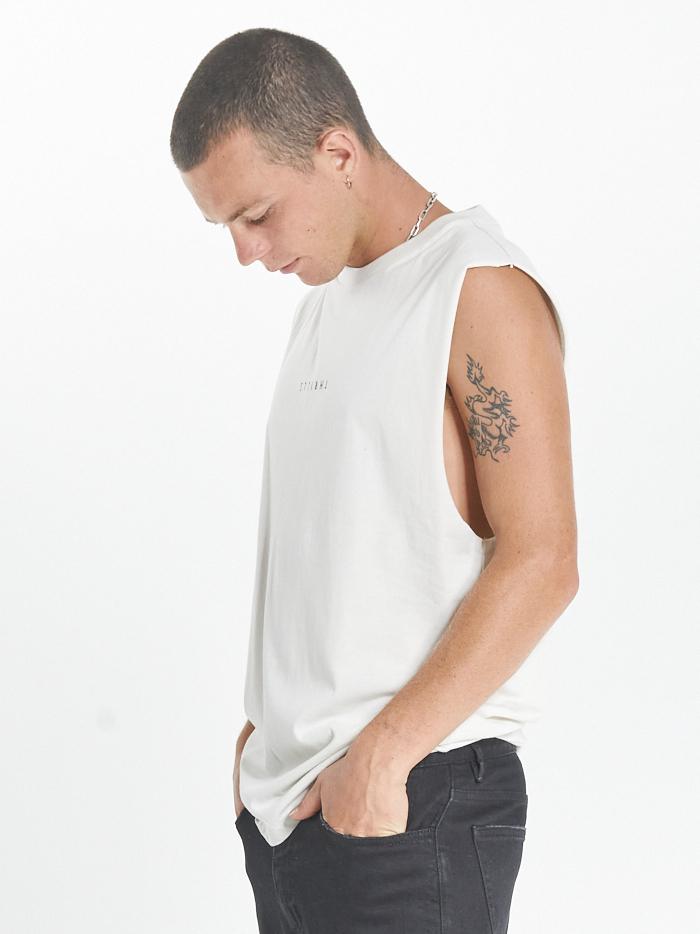 Minimal Thrills Merch Fit Muscle Tee - Heritage White