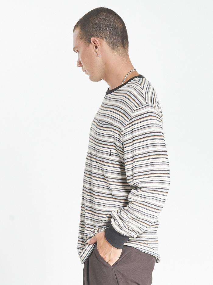 Indie Stripe Merch Fit Pocket Long Sleeve Tee - Heritage White