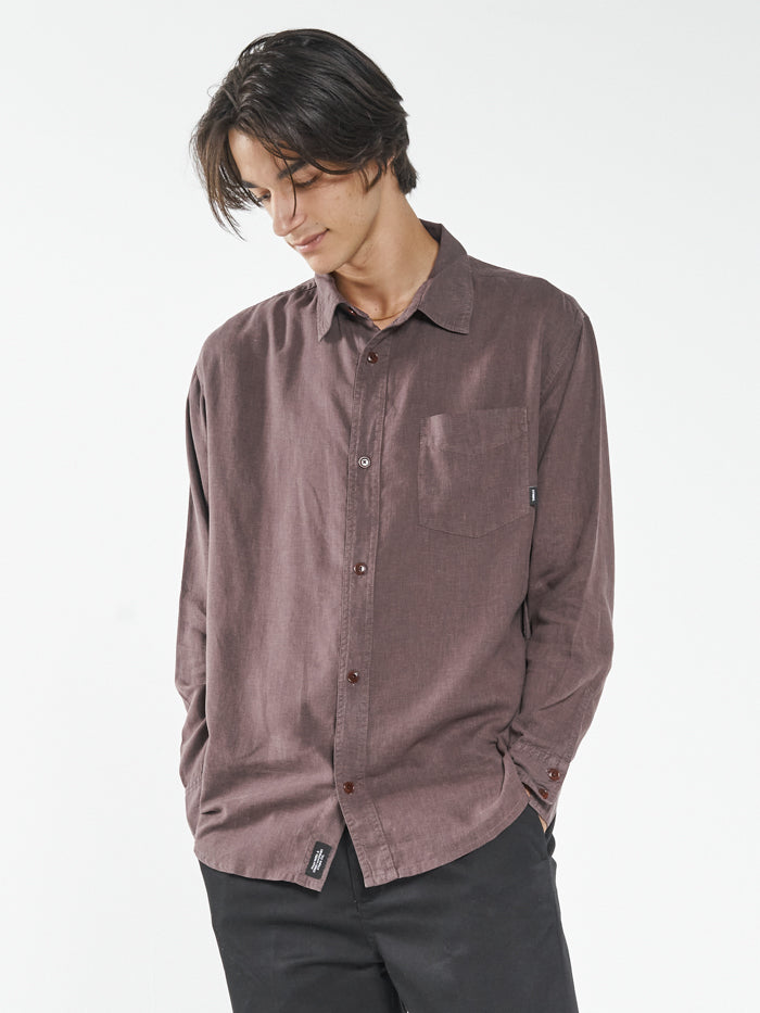 Hemp Minimal Thrills Oversize Long Sleeve Shirt - Plum