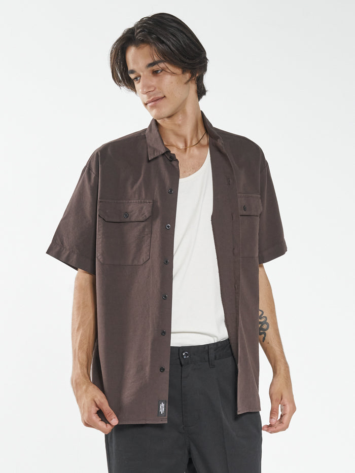 Thrills Union Short Sleeve Work Shirt - Postal Brown