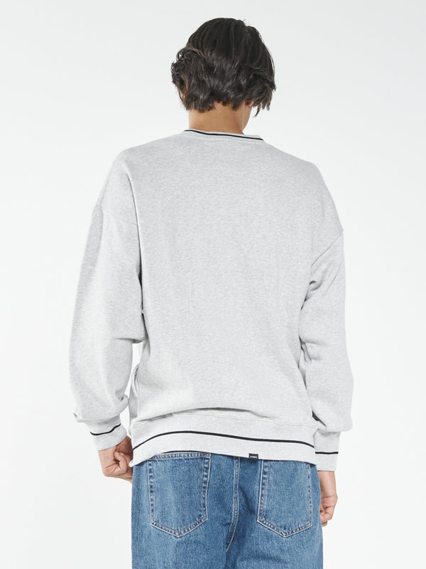 Bad Members Embro Slouch Crew Neck Fleece - Snow Marle