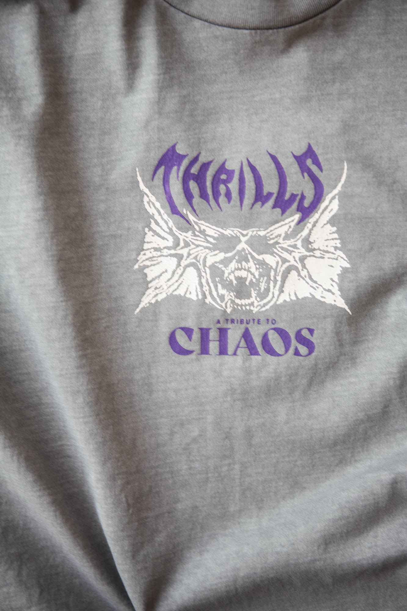 Chaos Skull Oversized Tee - Washed Grey