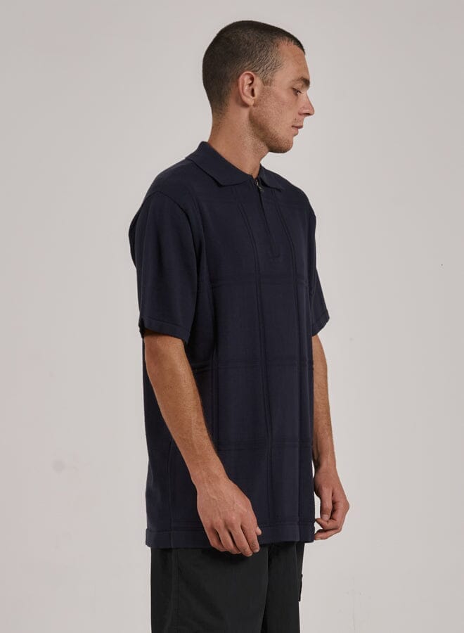 Natural Cooperation Jacquard Knit Polo - New Teal