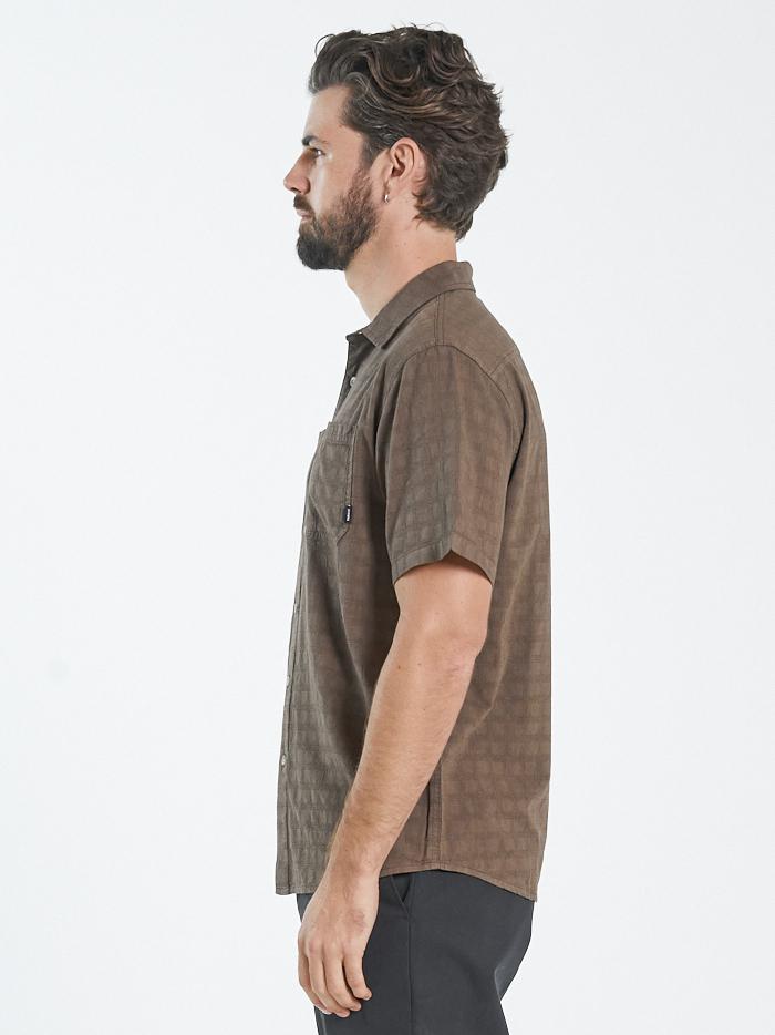 Disruption Jacquard Check Short Sleeve Shirt - Walnut