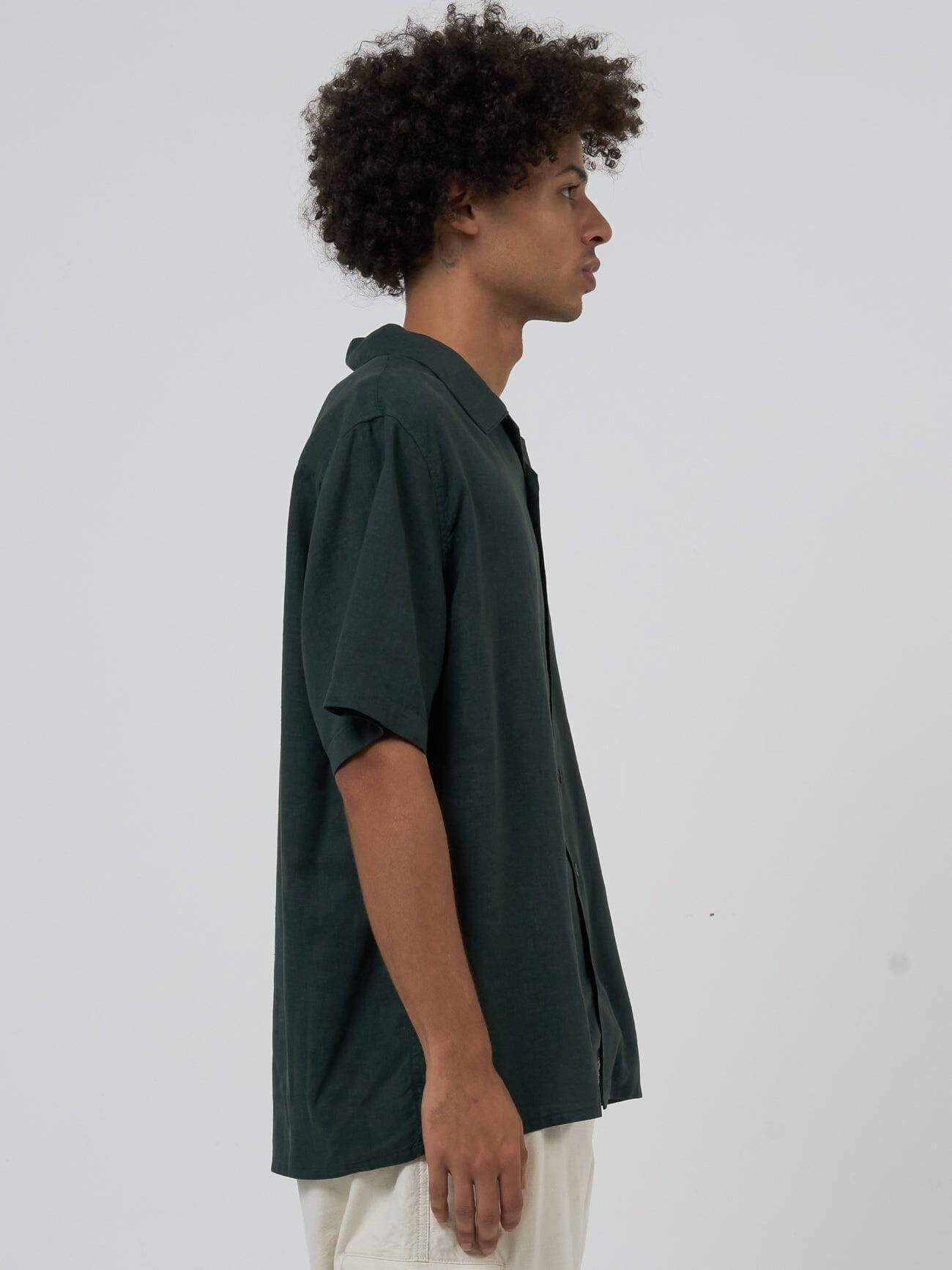 Hemp Minimal Thrills Bowling Shirt - Deep Emerald