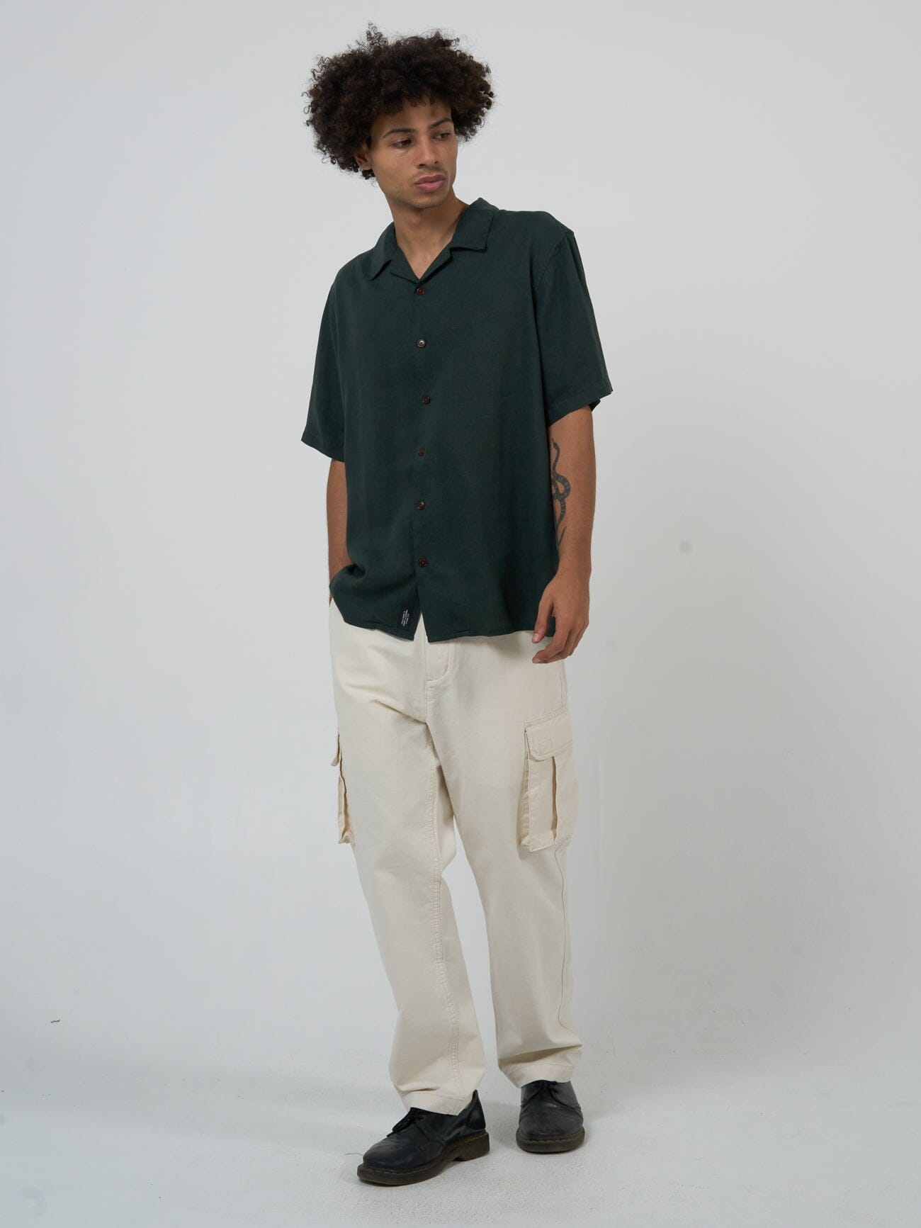 Hemp Minimal Thrills Bowling Shirt - Deep Emerald