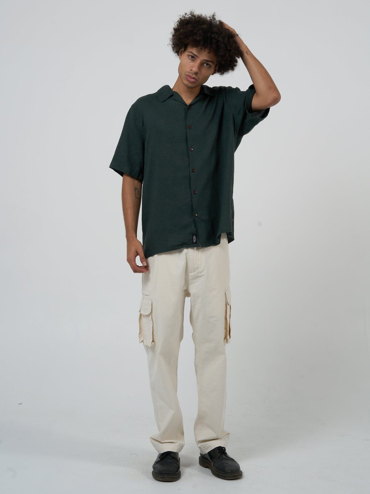 Hemp Minimal Thrills Bowling Shirt - Deep Emerald