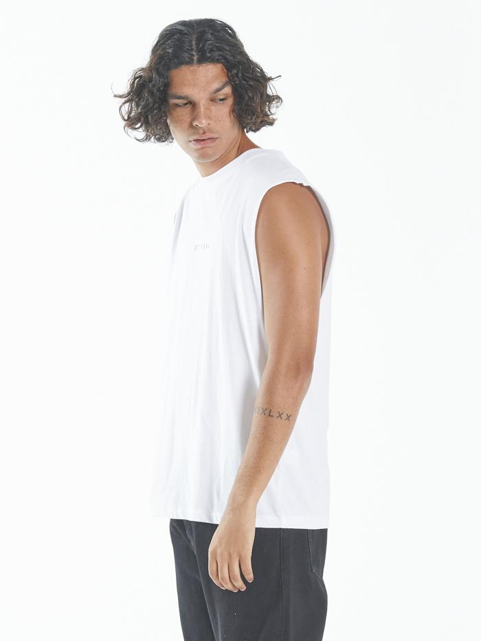 Minimal Thrills Merch Fit Muscle Tee - White