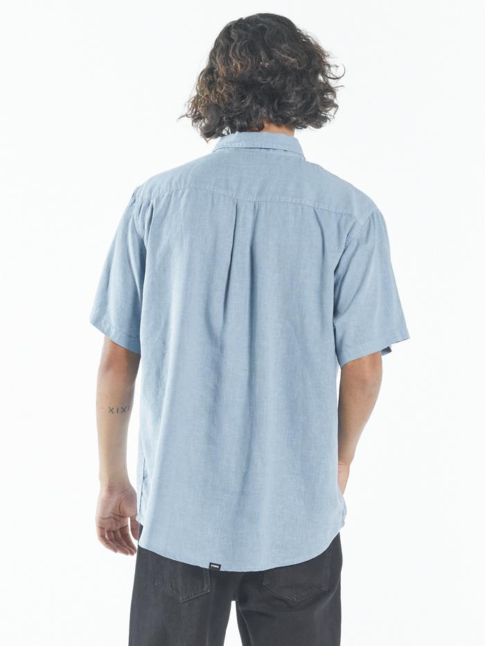 Hemp Minimal Thrills Short Sleeve Shirt - Steel Blue