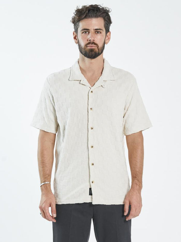 Aalto Tonal Check Bowling Shirt - Unbleached