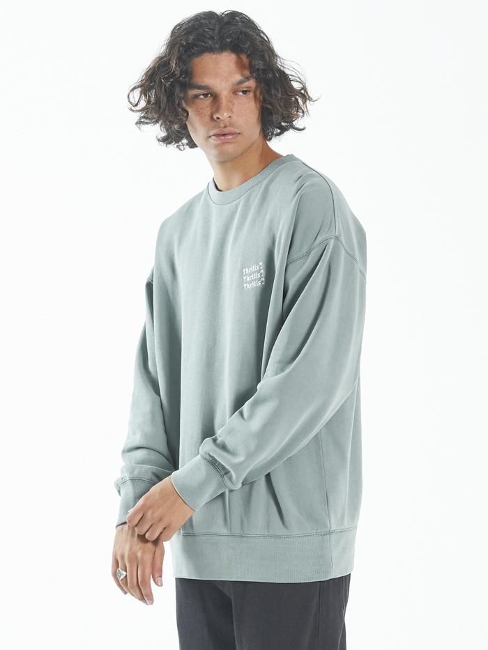Thrills Embro Unlimited Slouch Fit Crew - Lume Green