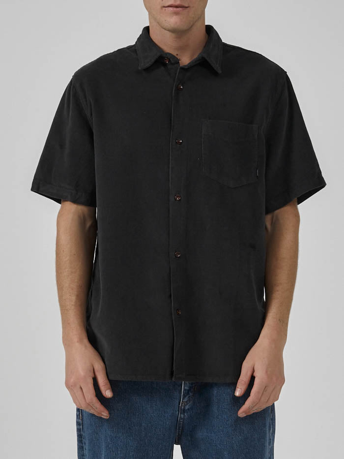 Stranded Cord Short Sleeve Shirt - Dark Charcoal