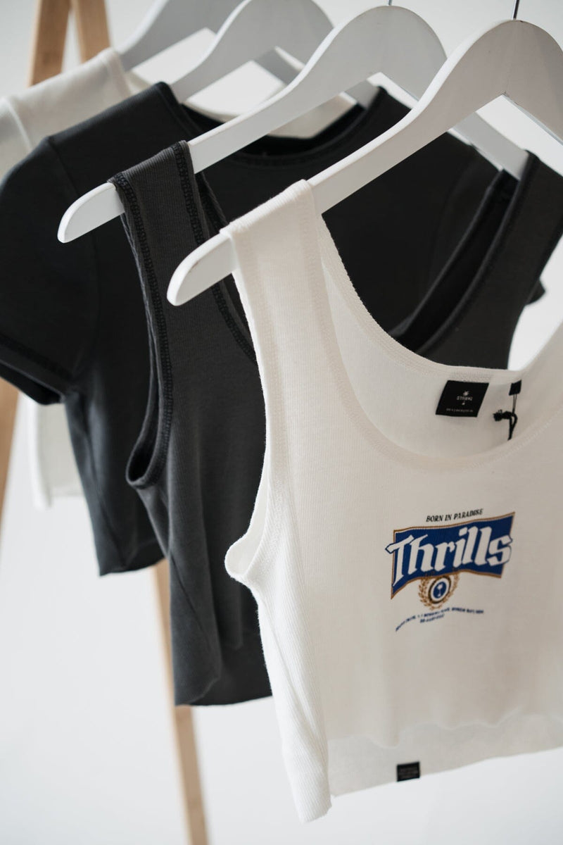 King Of Thrills Crop Rib Singlet - Dirty White