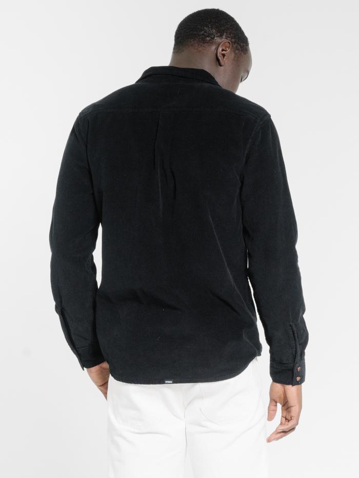 Stranded Cord Long Sleeve Shirt - Black