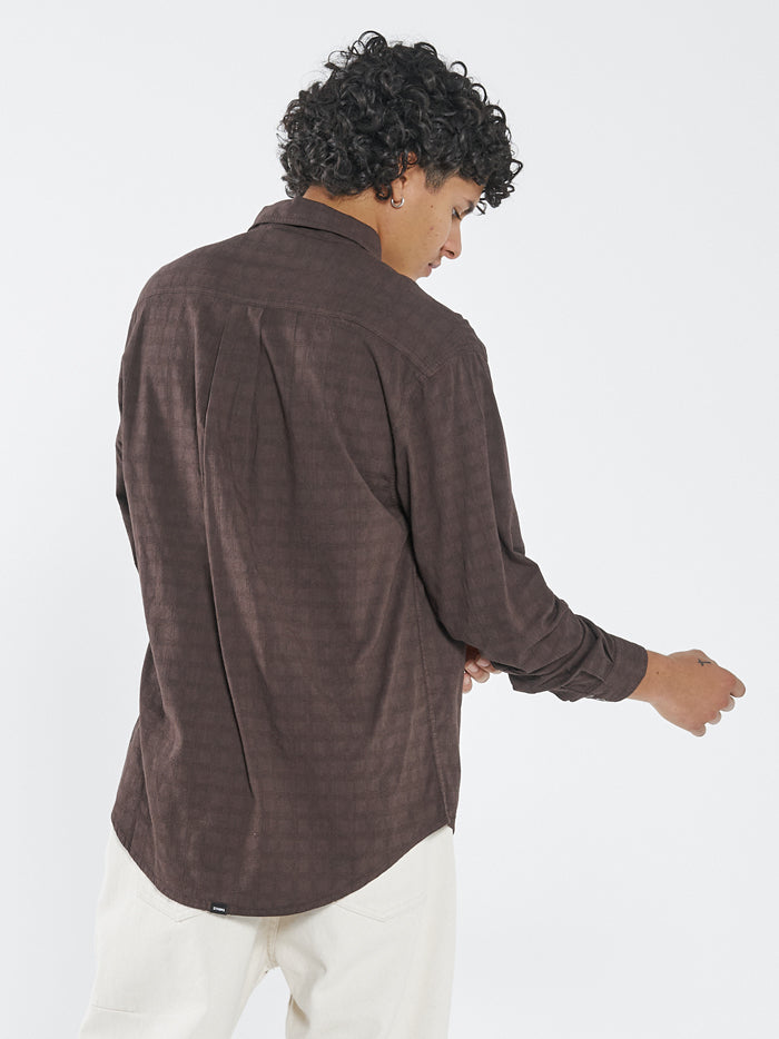 Disruption Jacquard Check Long Sleeve Shirt - Postal Brown