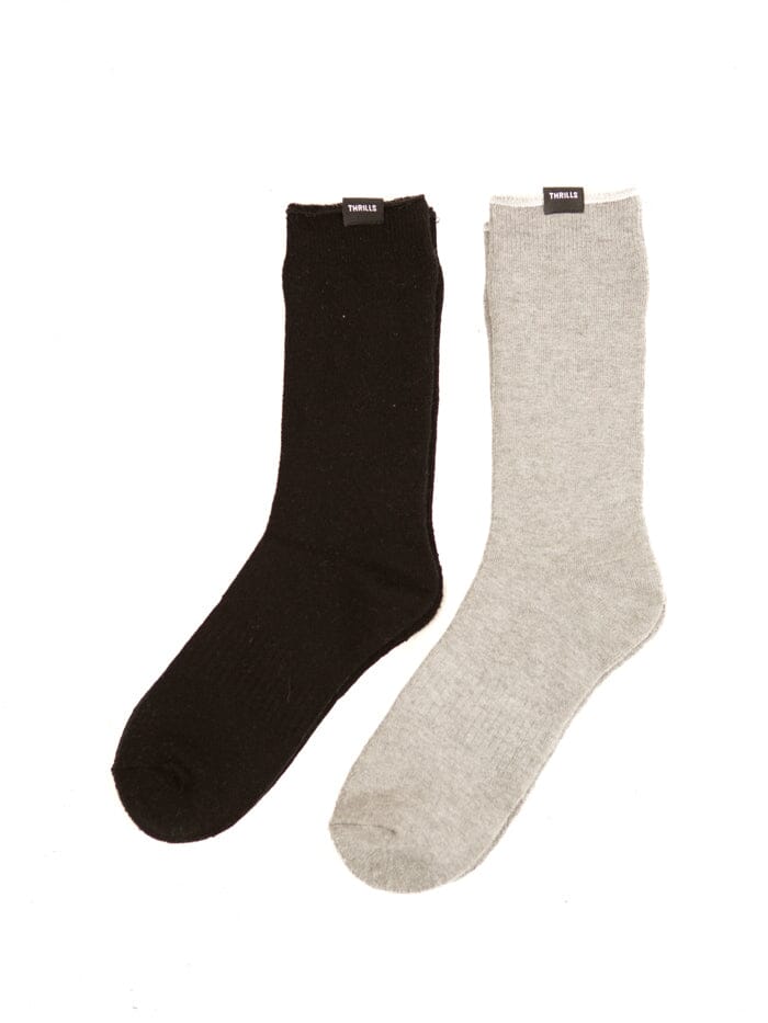 Thrills Bamboo 2 Pack Sock - Black-Grey Marle