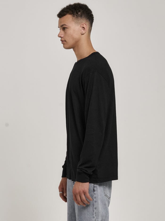 Hemp Thrills Embro Merch Fit Long Sleeve Tee - Black