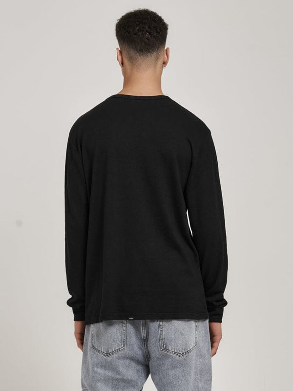 Hemp Thrills Embro Merch Fit Long Sleeve Tee - Black