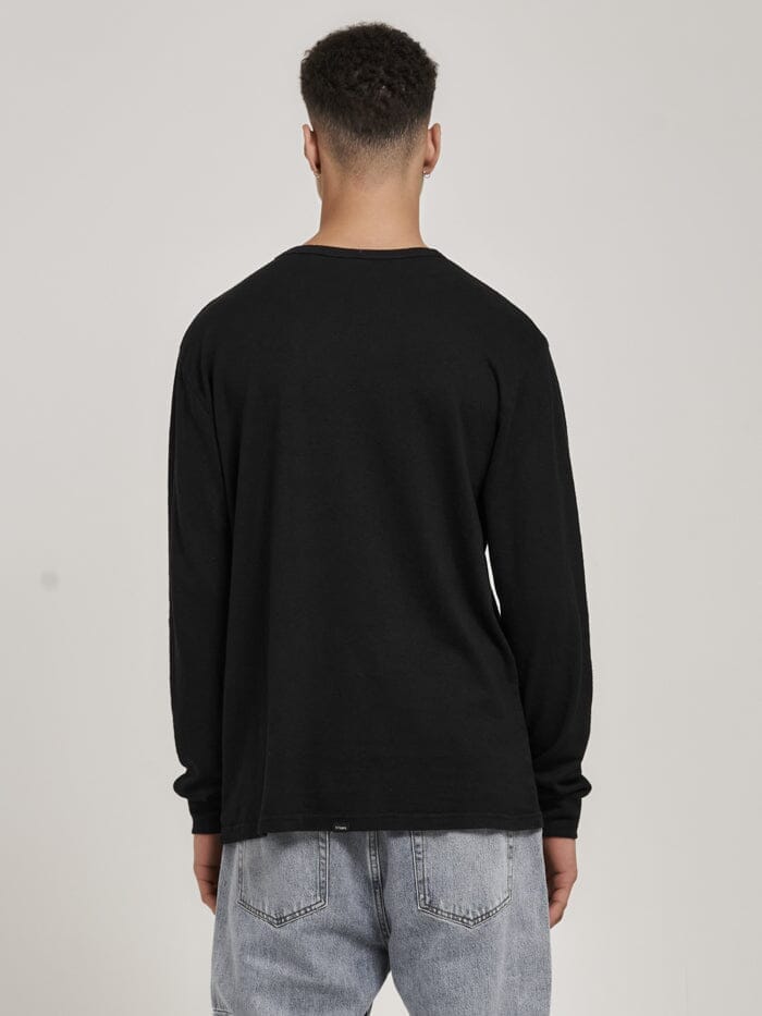 Hemp Thrills Embro Merch Fit Long Sleeve Tee - Black