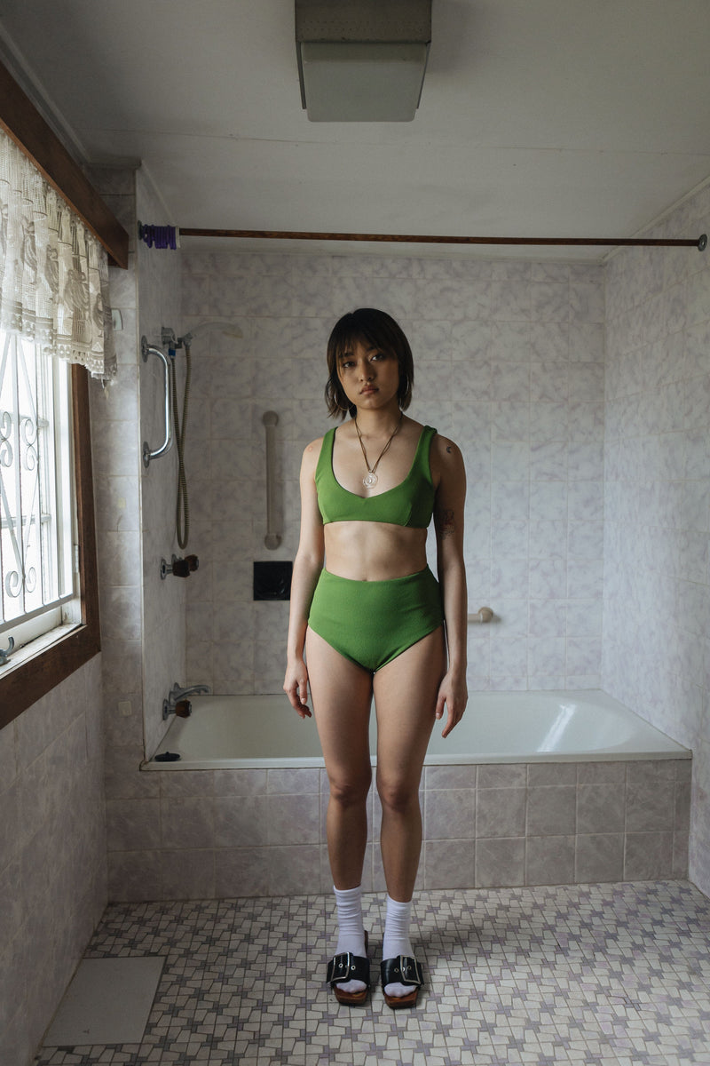 Adira Plunge Bikini Top - Kiwi Green
