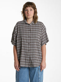Womens Hard Yakka X Thrills Short Sleeve Check Shirt - Postal Brown