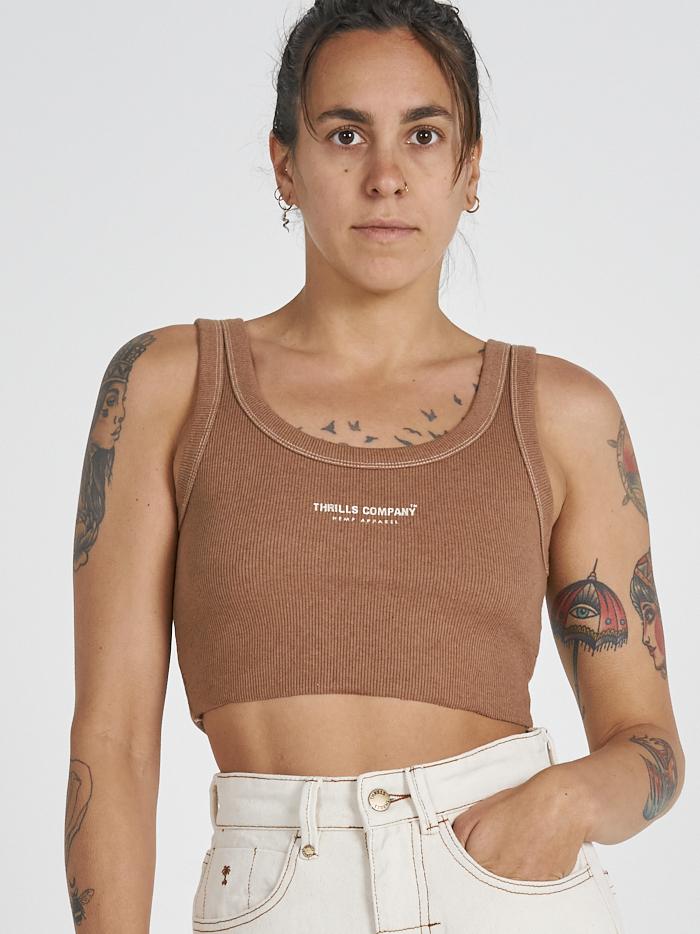 Hemp Thrills Company Retro Crop Tank - Almond Marle