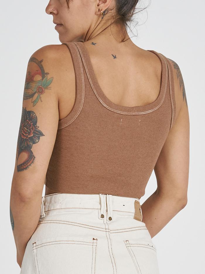 Hemp Thrills Company Retro Crop Tank - Almond Marle