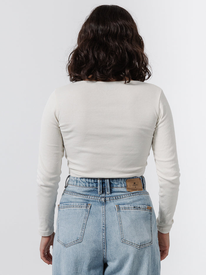 Super Natural LS Super Crop Rib Tee - Heritage White