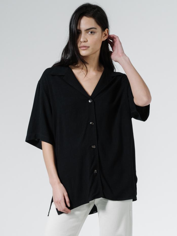 Rose Slouch Shirt - Black