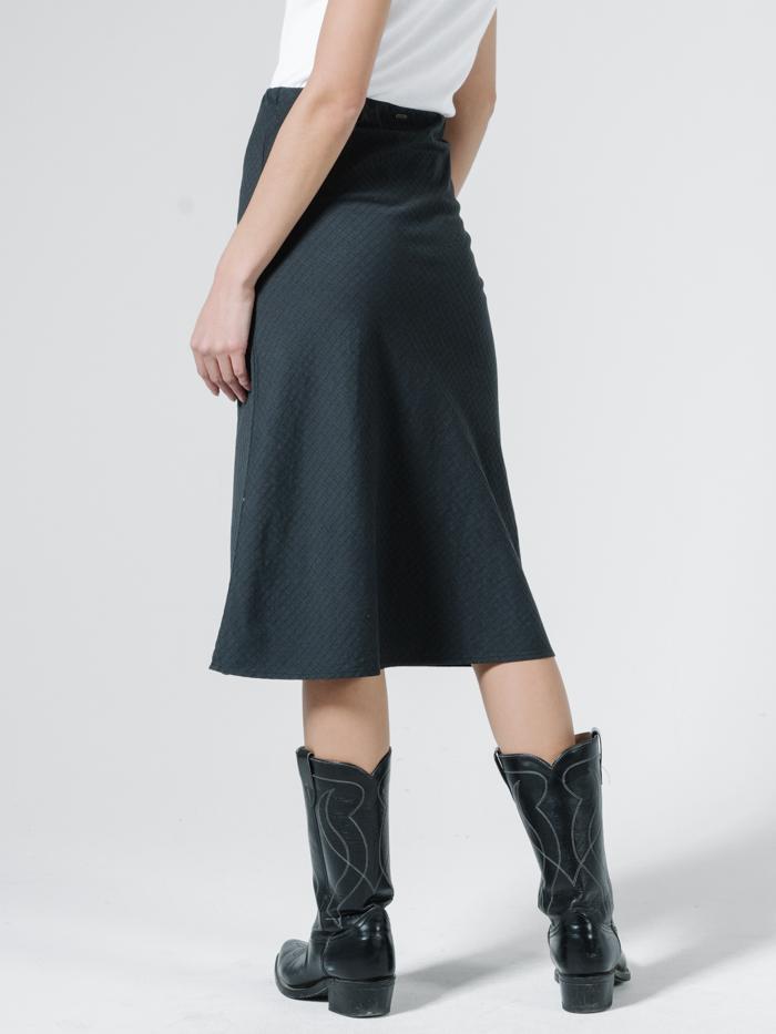 Windowpane Bias Skirt - Washed Black