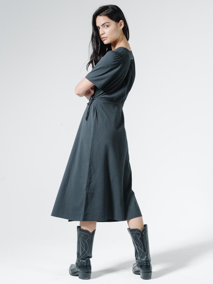Windowpane Diana Dress - Washed Black