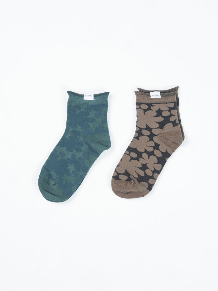 Layla 2 Pack Sock - Vintage Teal - Washed Cocoa