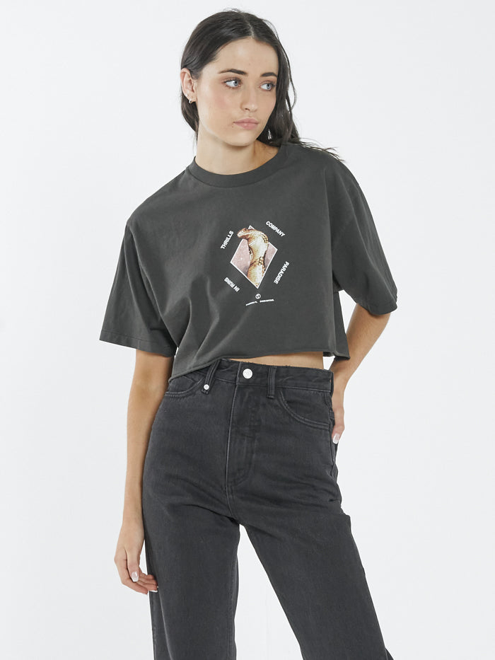 Delirium Merch Super Crop Tee - Oil Green – Thrills Co USA