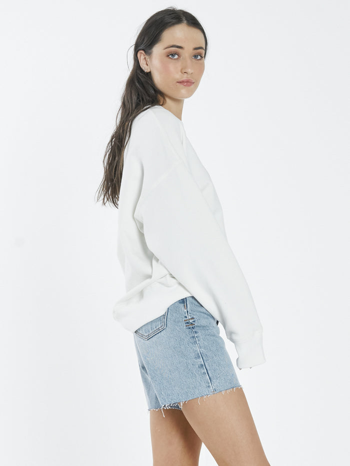 Bad Habits Die Hard Slouch Crew - Dirty White