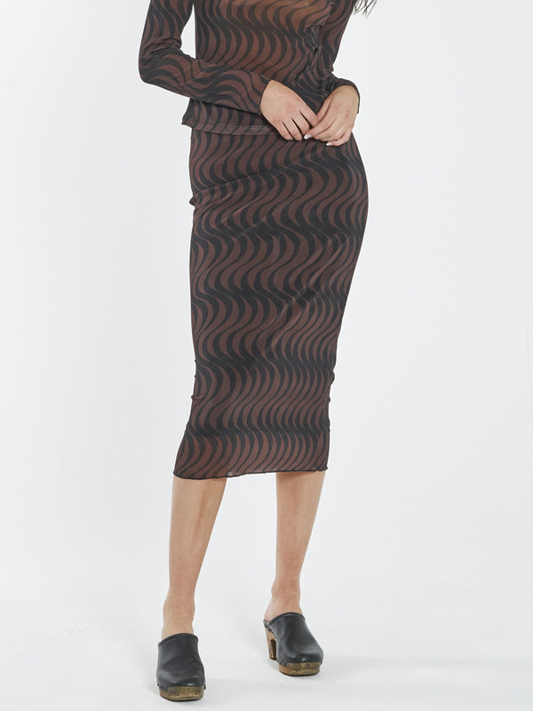 Paradise on Repeat Mesh Skirt - Washed Cocoa