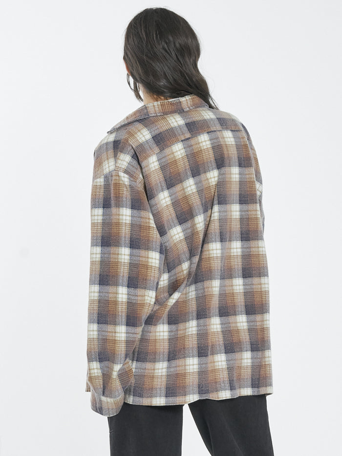 Section Oversized Flannel Shirt - Tobacco