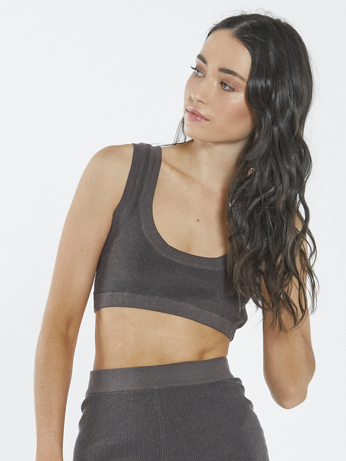 Claire Knitted Crop Top - Plum