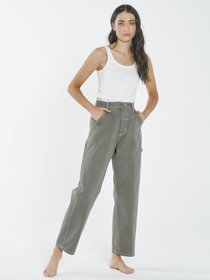 【SATIIIZ】Tiben Brushed Carpenter Training Pants Carpenter Drill Pant - Pewter| Thrills Co. USA | Thrills Co. USA