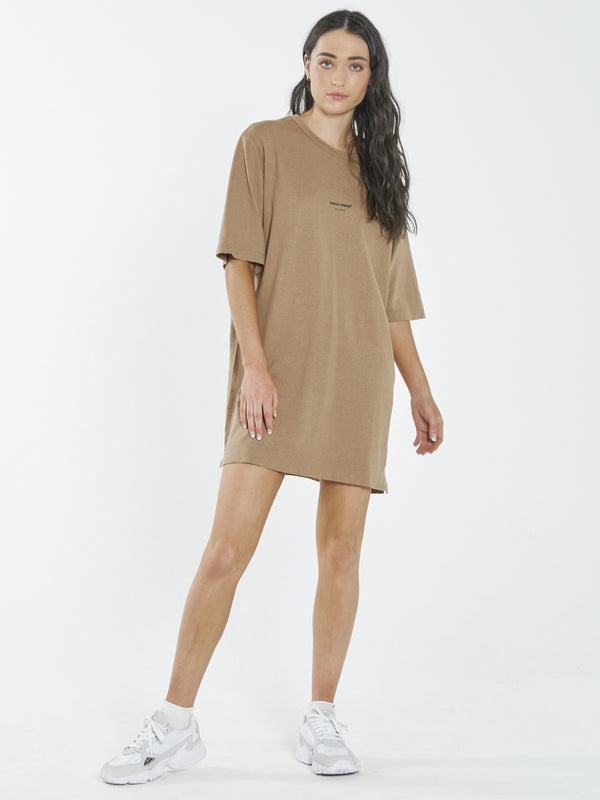 Thrills Stamp Hemp Box Tee Dress - Sand