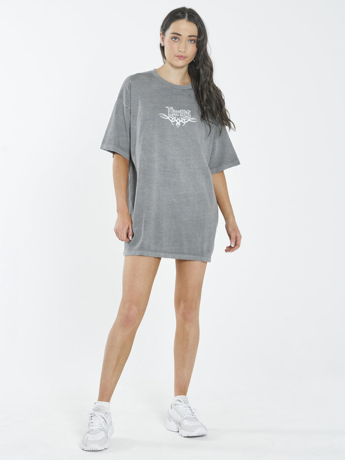 Lords Box Fit Tee Dress - Washed Grey