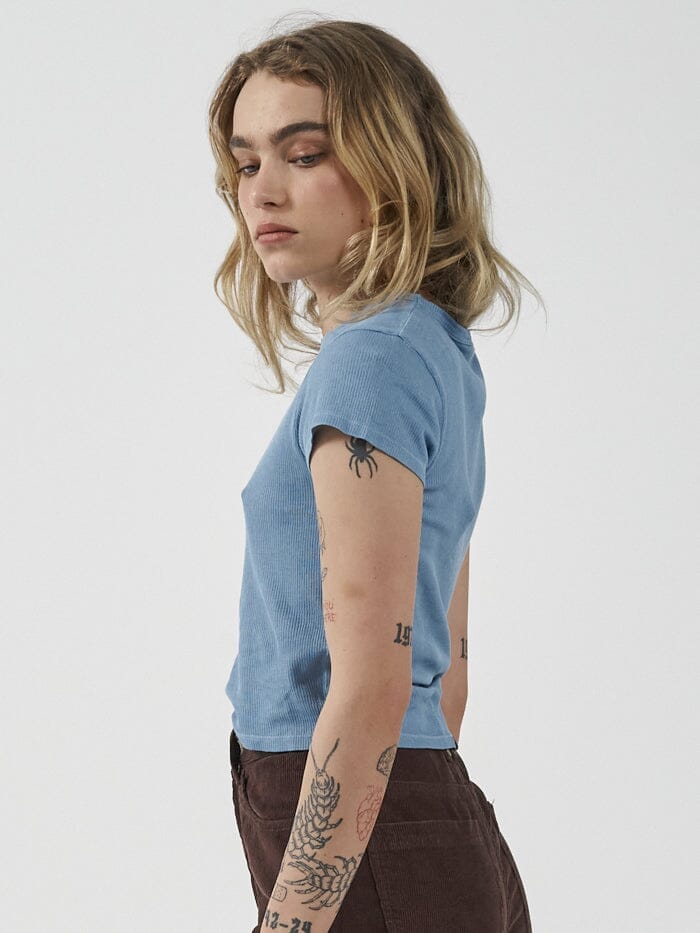 Hemp Paper Rib Micro Tee - Powder Blue