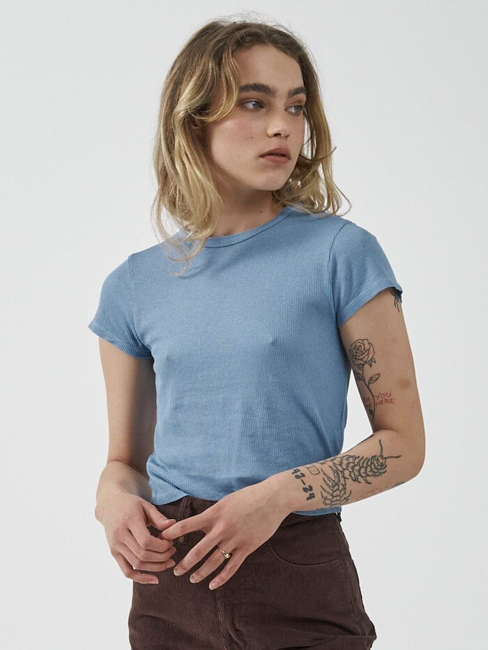 Hemp Paper Rib Micro Tee - Powder Blue