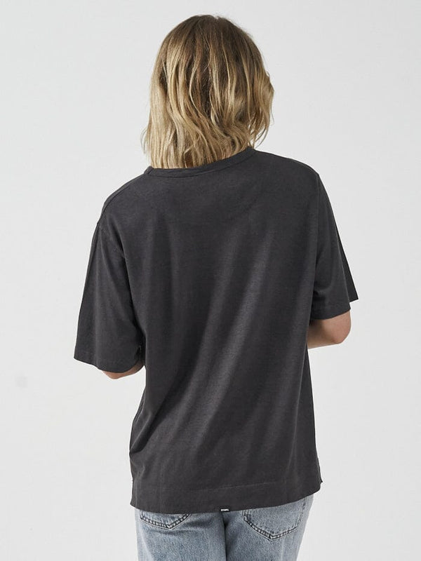 Deadly Beautiful Hemp Box Fit Tee - Washed Black