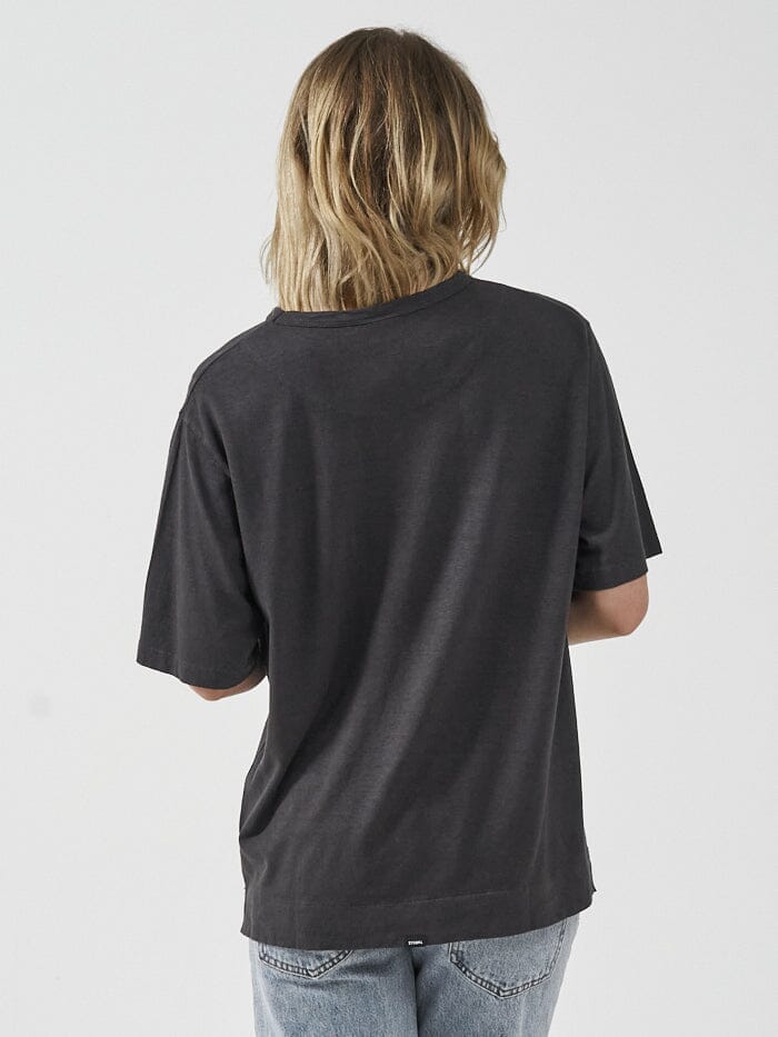 Deadly Beautiful Hemp Box Fit Tee - Washed Black