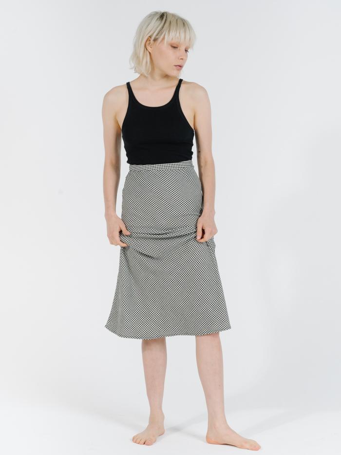 Quad Check Bias Skirt - Black